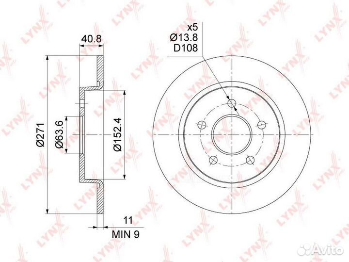 Lynxauto BN-1452 Диск тормозной зад
