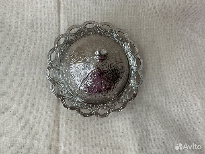 Вазочка с крышкой для восточных сладостей мельхиор