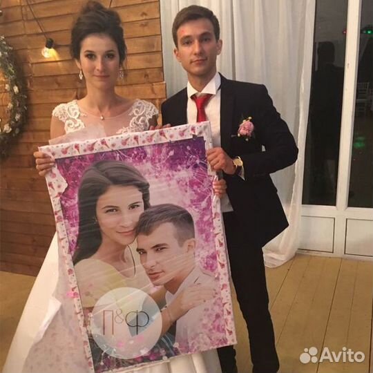 Портрет по фото на холсте, Фотоколлаж