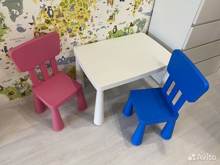 Детский стол и стулья маммут икеа