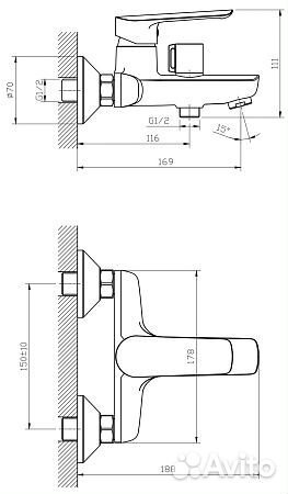 Смеситель для ванны кор+акс черн Lagos LG54B