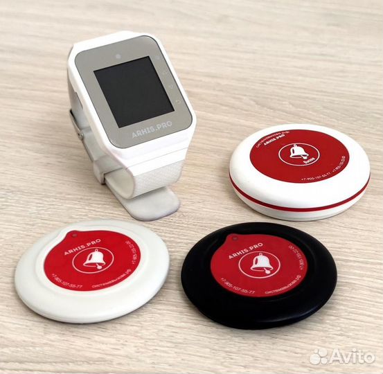 Кнопка вызова официанта Слим в ассортименте, часы