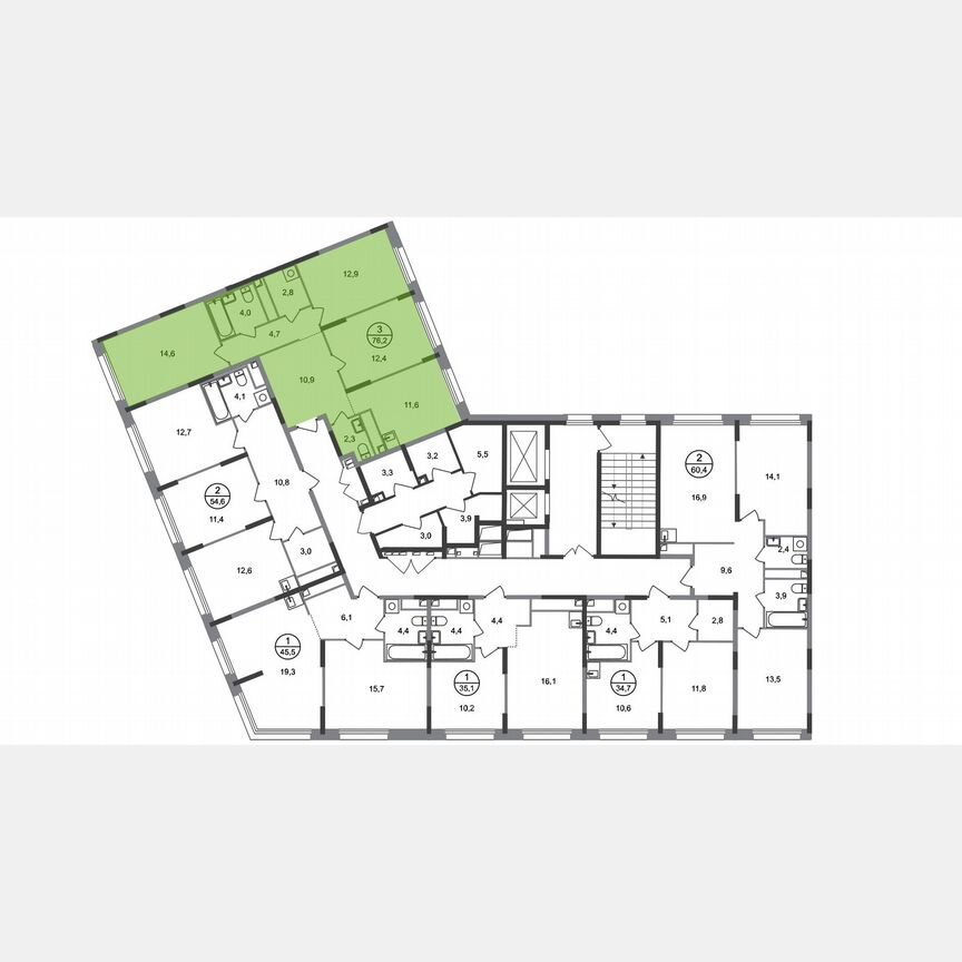 3-к. квартира, 76,2 м², 3/17 эт.