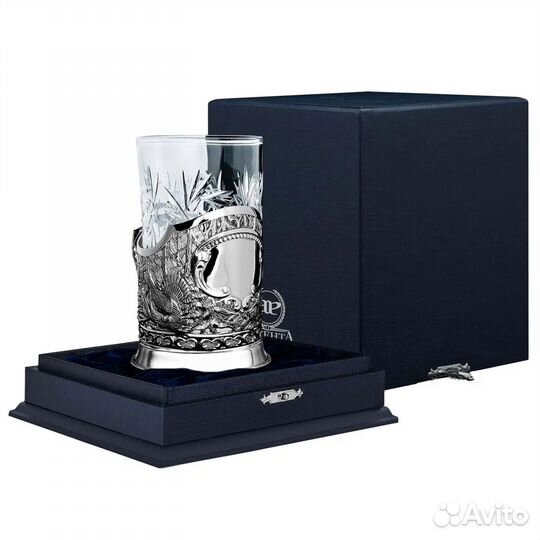 Серебряный подстаканник «Глухарь» литой с чернение