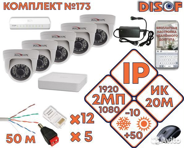 Видеонаблюдение. Готовый комплект IP системы №722