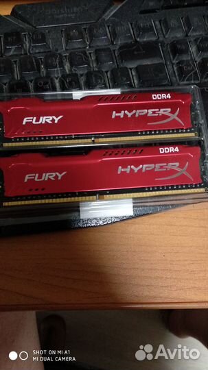 Оперативная память ddr4 hyperx fury 2 шт по 8gb