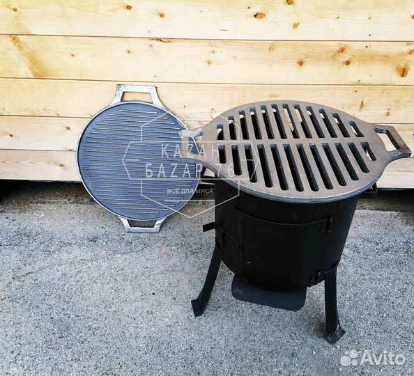 Решетка гриль для печки чугунная круглая 43см