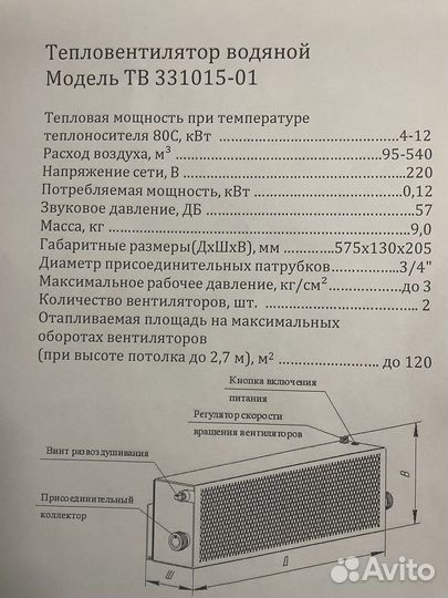 Тепловентилятор водяной тв 331018-01