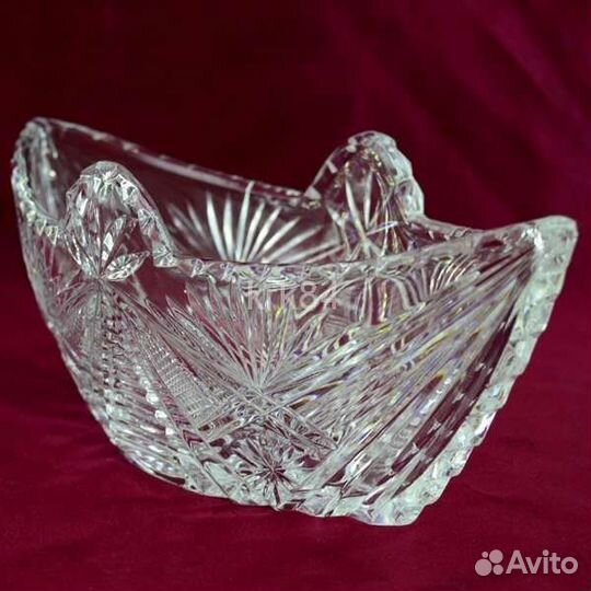 Ваза ладья.Розетки.хрусталь СССР