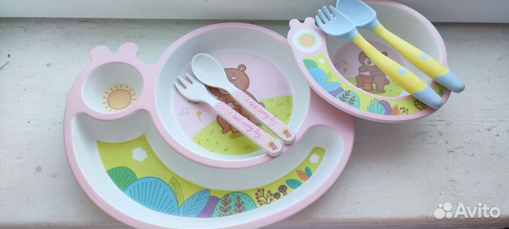 Детская бамбуковая посуда для кормления