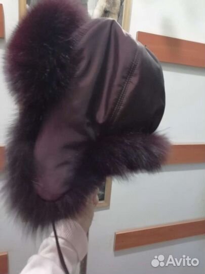 Шапка ушанка с мехом песца