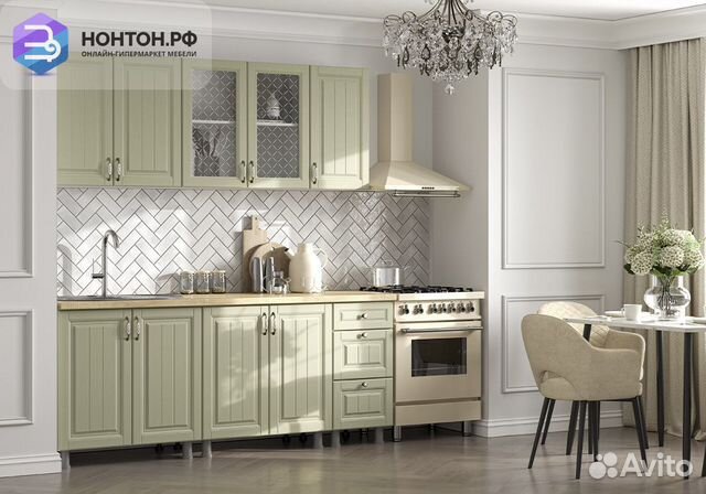 Кухня Белла 2.0 м белый / фисташковый текстурный