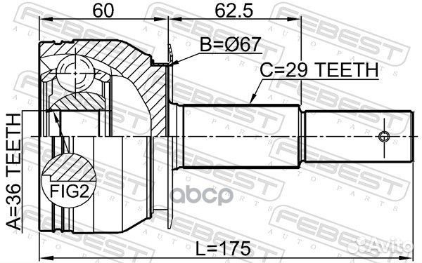 Шрус наружный 36x67x29 nissan pathfinder R51 20