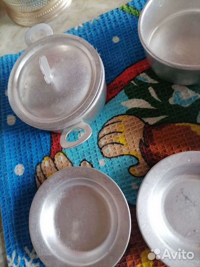 Набор кукольный посуды СССР алюминевый