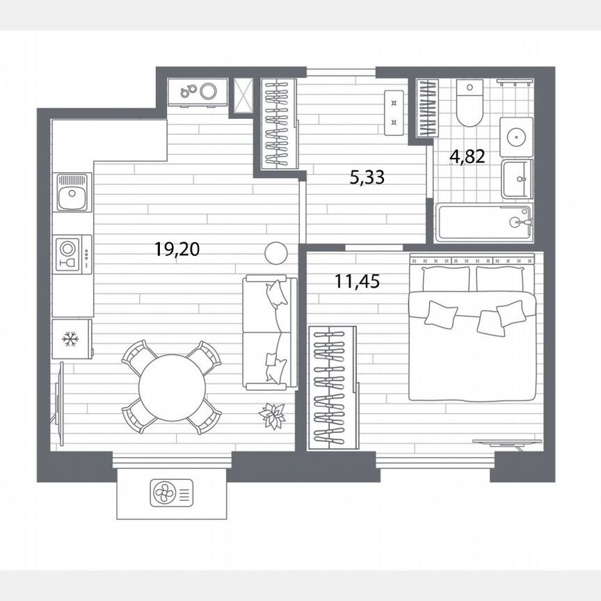 1-к. квартира, 40,8 м², 1/7 эт.