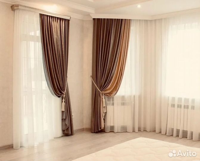 Штора из молочной вуали 600х260