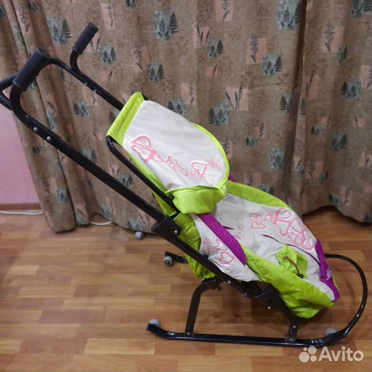 Коляска санки на колесиках