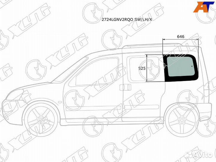 Боковое стекло кузова заднее лев PG Partner origin