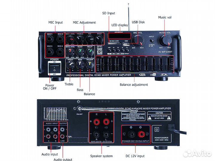 Усилитель мощности Sunbuck 326BT bluetooth
