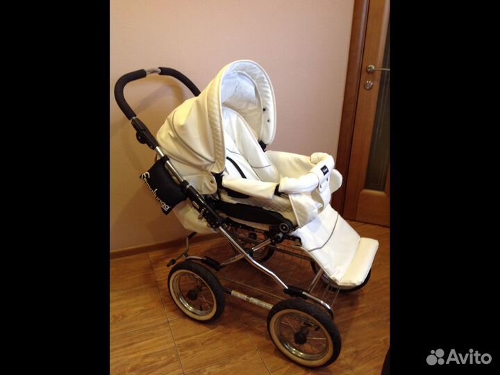 Коляска Emmaljunga Mondial 2в1 Белая кожа