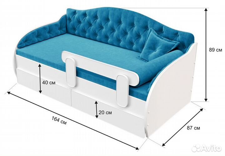 Детская кровать -тахта с мягкой спинкой 160х80