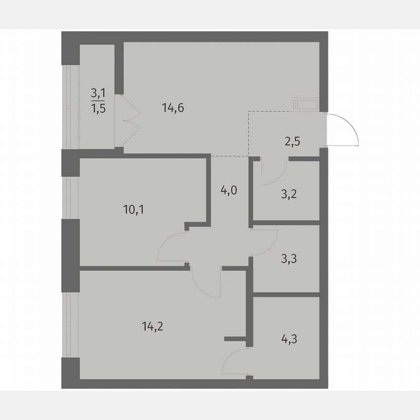 2-к. квартира, 57,7 м², 3/12 эт.
