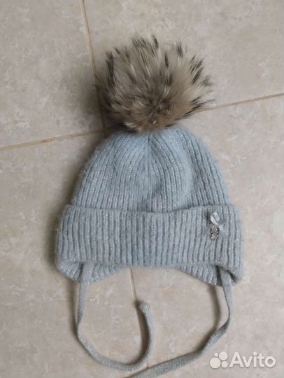 Зимняя шапка для девочки с натуральным мехом