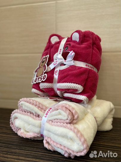 Детское полотенце с медведем 35x75, 70x140 см