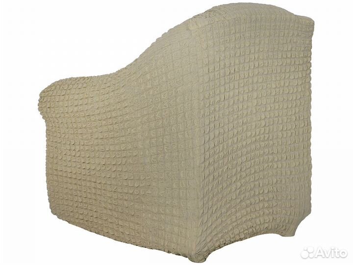 Чехол на кресло без оборки однотонный, Бежевый