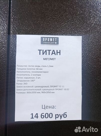 Дверь металлическая утепленная Титан уличная