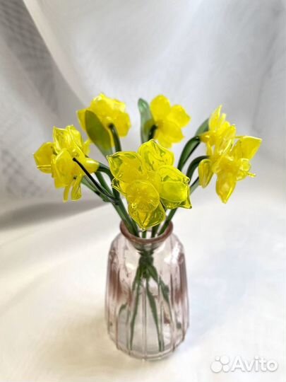 Нарцисс желтый 18-20 см художественное стекло