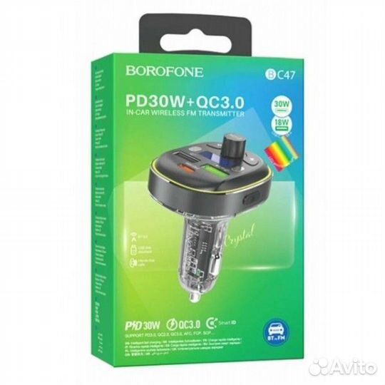 FM модулятор с быстрой зарядкой USB TF Bluetooth A
