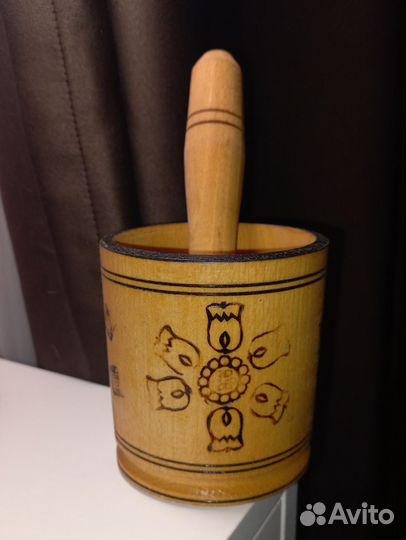 Деревянные ступка с пестиком для специй