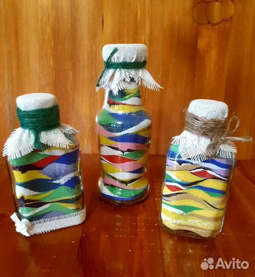 Декоративная бутылочка с цветным песком