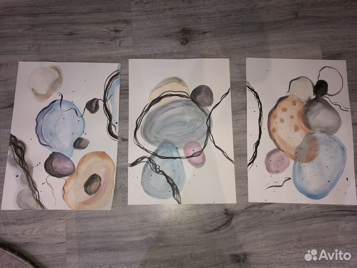 Рисунок акварелью, абстракция,картина