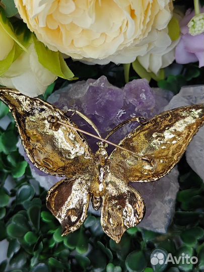 Брошь бабочка зеленая