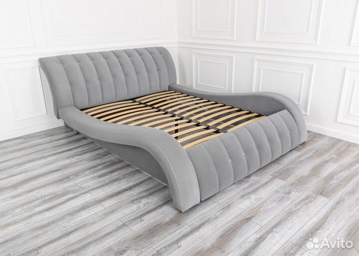 Кровать 160х200 серый велюр Мадрид