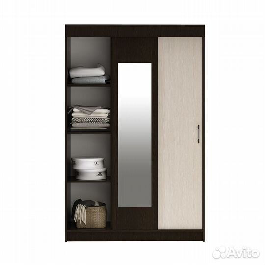 Шкаф купе с зеркалом, бася 130х200, Венге/Дуб