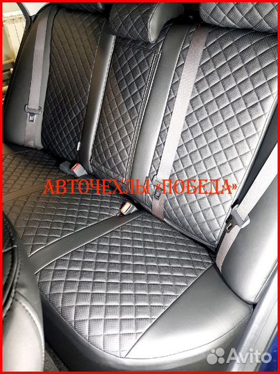 Чехлы Toyota Corolla 11 из экокожи чёрные Ромб