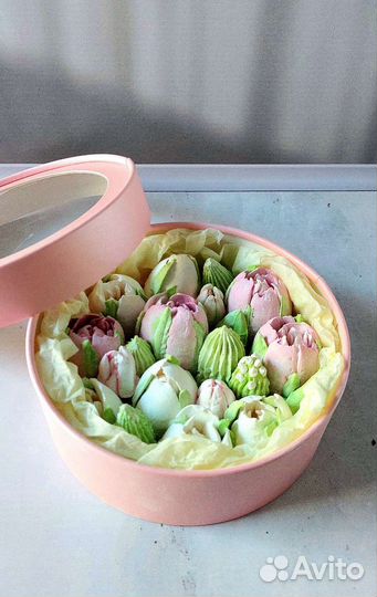 Цветы из зефира в коробочках