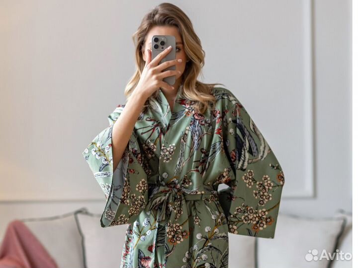 Халат кимоно домашний хлопковый