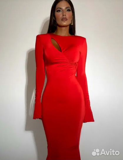 Вечернее платье макси красное s