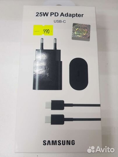 Сзу Samsung 25W PD, USB-C, Adapter + Type-C toType