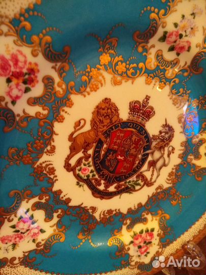 Антикварная тарелка фарфор золотая роспись