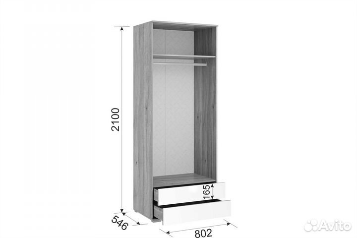 Зоо Шкаф двухдверный со штангой