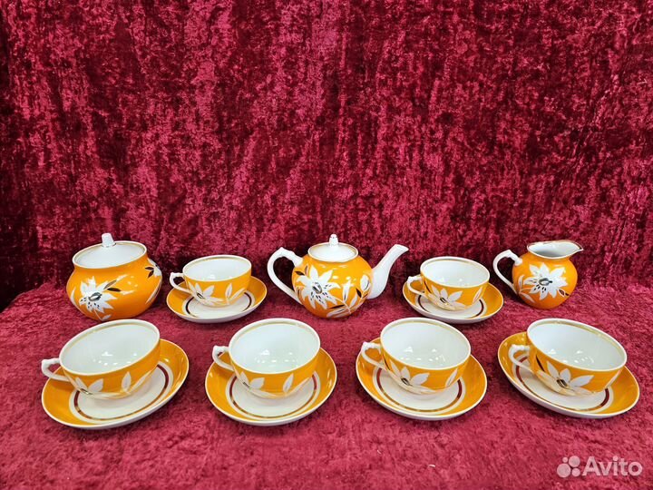 Сервиз чайный Тигровая лилия. Дулево 1 сорт 60 е г