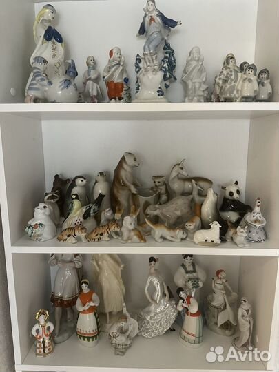 Фарфоровые статуэтки СССР разные девушки собачки