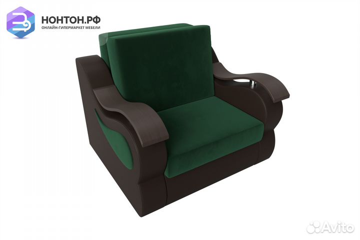 Кресло аккордеон Меркурий велюр зеленый / экокожа