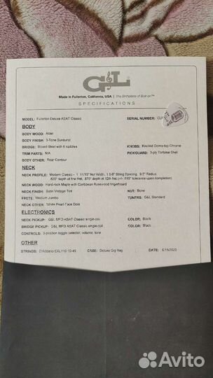 Telecaster USA G&L FD asat Classic 3-Tone Sunburst