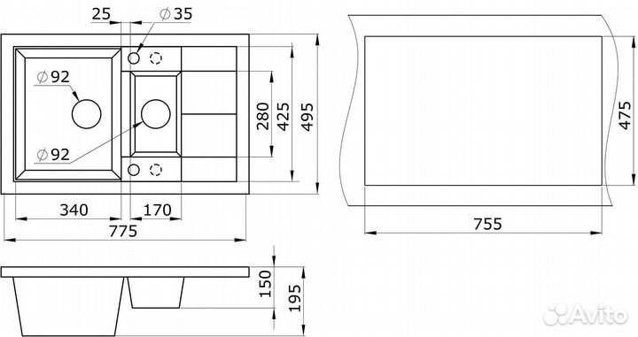 Кухонная мойка Paulmark Feste PM237850-BLM